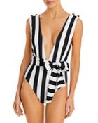 Alexandra Miro Ally Striped Deep V Swimsuit