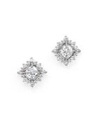 Diamond Stud Earrings With Halo In 14k White Gold, .50 Ct. Tw.