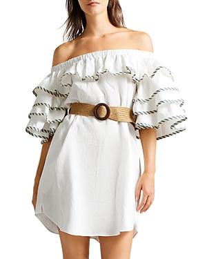 Ted Baker Meiyah Off-the-shoulder Ruffle Linen Dress