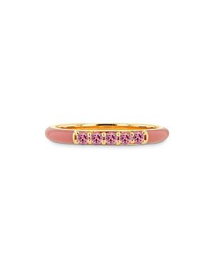 Rachel Reid 14k Yellow Gold & Enamel Pink Tourmaline Ring
