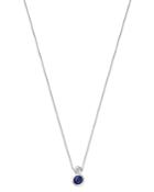 Bloomingdale's Blue Sapphire & Diamond Bezel Set Pendant Necklace In 14k White Gold, 18 - 100% Exclusive