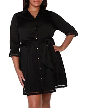 Belldini Plus Ladder Trim Button Front Dress