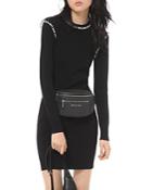 Michael Michael Kors Long-sleeve Logo-trim Mini Dress