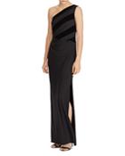 Lauren Ralph Lauren Velvet-stripe Jersey Gown