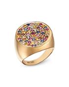 Shebee 14k Yellow Gold Multicolor Sapphire Spiral Cocktail Ring