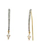 Nadri Como Topaz Theader Earrings In 18k Gold-plated Sterling Silver & Black Ruthenium-plated Sterling Silver