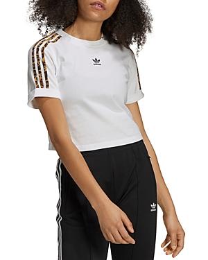 Adidas Leopard Stripe Cropped Tee