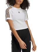 Adidas Leopard Stripe Cropped Tee