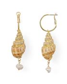 Aqua Conical Shell & Cultured Freshwater Pearl Drop Earrings - 100% Exclusive