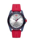 Emporio Armani Sigma Red Silicone Strap Watch, 44mm