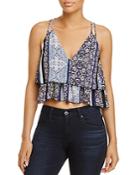 Olivaceous Printed Tiered Cropped Top