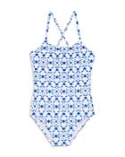 Vilebrequin Girls' Ikat Medusa Geo Print Regular Fit Swimsuit- Little Kid, Big Kid