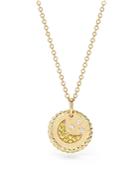David Yurman Cable Collectibles Moon & Stars Necklace With Diamonds & Yellow Sapphire In 18k Gold