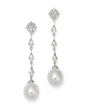 Bloomingdale's Diamond & Cultured Freshwater Pearl Drop Earrings In 14k White Gold - 100% Exclusive