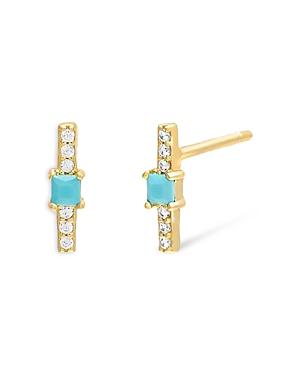 Adinas Jewels Mini Bezel Bar Stud Earrings
