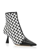 Jimmy Choo Women's Kix/z 65 Pointed Toe Star Houndstooth Print Mid Heel Booties