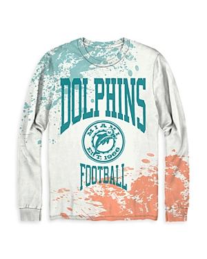 Junk Food Miami Dolphins Long Sleeve Tie Dye Crewneck Tee