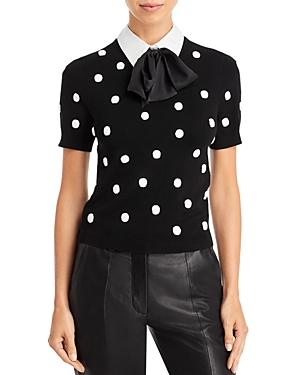 Alice And Olivia Ciara Woven Collar Knit Top