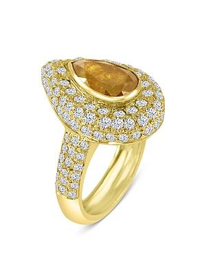Amrapali Jewels Yellow & White Natural Diamond Ring In 18k Yellow Gold