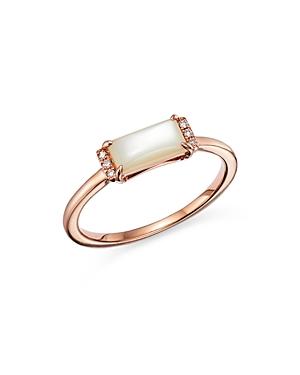Bloomingdale's Mother Of Pearl & Diamond Accent Stacking Ring In 14k Rose Gold - 100% Exclusive