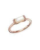 Bloomingdale's Mother Of Pearl & Diamond Accent Stacking Ring In 14k Rose Gold - 100% Exclusive
