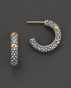 Lagos 18k Gold And Sterling Silver Caviar Beaded Hoop Earrings