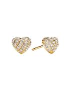 David Yurman Cable Collectibles Heart Stud Earrings In 18k Yellow Gold With Pave Diamonds