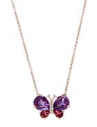 Bloomingdale's Multi-gemstone & Diamond Butterfly Pendant Necklace In 14k Rose Gold, 18l - 100% Exclusive