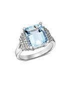Bloomingdale's Aquamarine & Diamond Statement Ring In 14k White Gold - 100% Exclusive