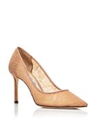Jimmy Choo Women's Romy 85 High Heel Pointed Toe Lace Covered Pumps