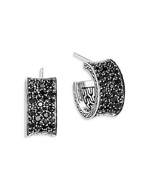 John Hardy Sterling Silver Classic Chain Extra Small Hoop Earrings With Treated Black Sapphire & Black Spinel
