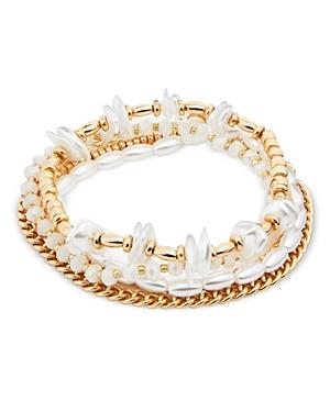 Aqua Bead & Imitation Pearl Bracelets In 14k Gold Plated, Set Of 4 - 100% Exclusive