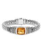 Lagos 18k Gold And Sterling Silver Caviar Color Bracelet With Citrine