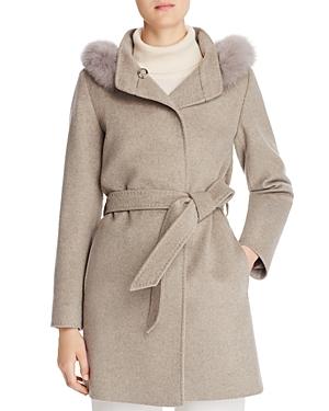 Cinzia Rocca Icons Fur Trim Wool & Cashmere Coat