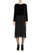 Eileen Fisher Velvet Top Silk Midi Dress