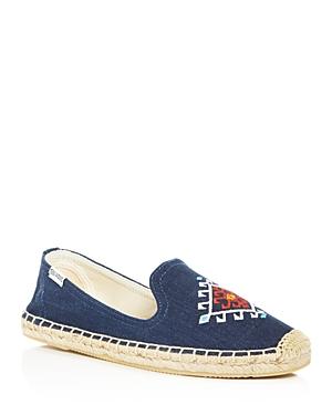 Soludos Embroidered Linen Smoking Slipper Espadrille Flats