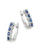 Bloomingdale's Diamond & Blue Sapphire Oval Hoop Earrings In 14k White Gold - 100% Exclusive