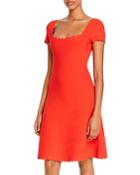 Milly Scalloped Fit And Flare Dress