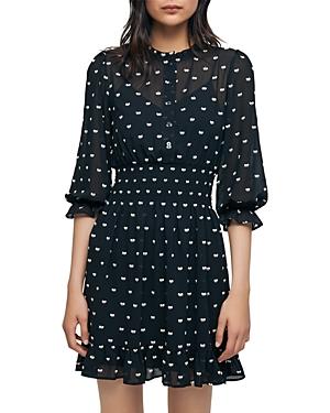 Maje Rythonoeud Bow Print Mini Dress