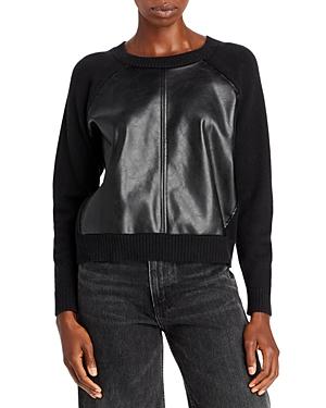 Aqua Faux Leather Front Sweater - 100% Exclusive