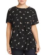 Vince Camuto Plus Ruched Floral-print Top