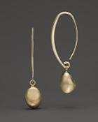 Satin Gold Drop Threader Earrings In 14 Kt. Yellow Gold