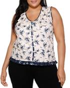 Belldini Plus Sleeveless Ruffled Floral Top