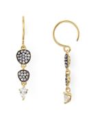 Nadri Sirena Linear Drop Earrings In 18k Gold-plated & Ruthenium-plated Sterling Silver