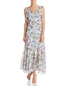 Nanette Nanette Lepore Sleeveless Ruffle-trim Floral-print Maxi Dress