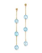 Bloomingdale's Blue Topaz Three-stone Drop Earrings In 14k Yellow Gold - 100% Exclusive