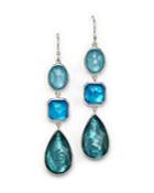 Ippolita Sterling Silver Wonderland Triple Drop Earrings In Blue Star