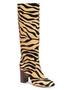 Loeffler Randall Women's Goldy Tiger-print Calf-hair High-heel Boots