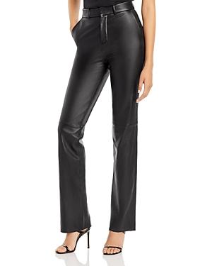 Sergio Hudson Flat Front Leather Trousers