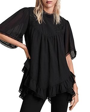 Allsaints Nico Lace Trim Ruffled Top